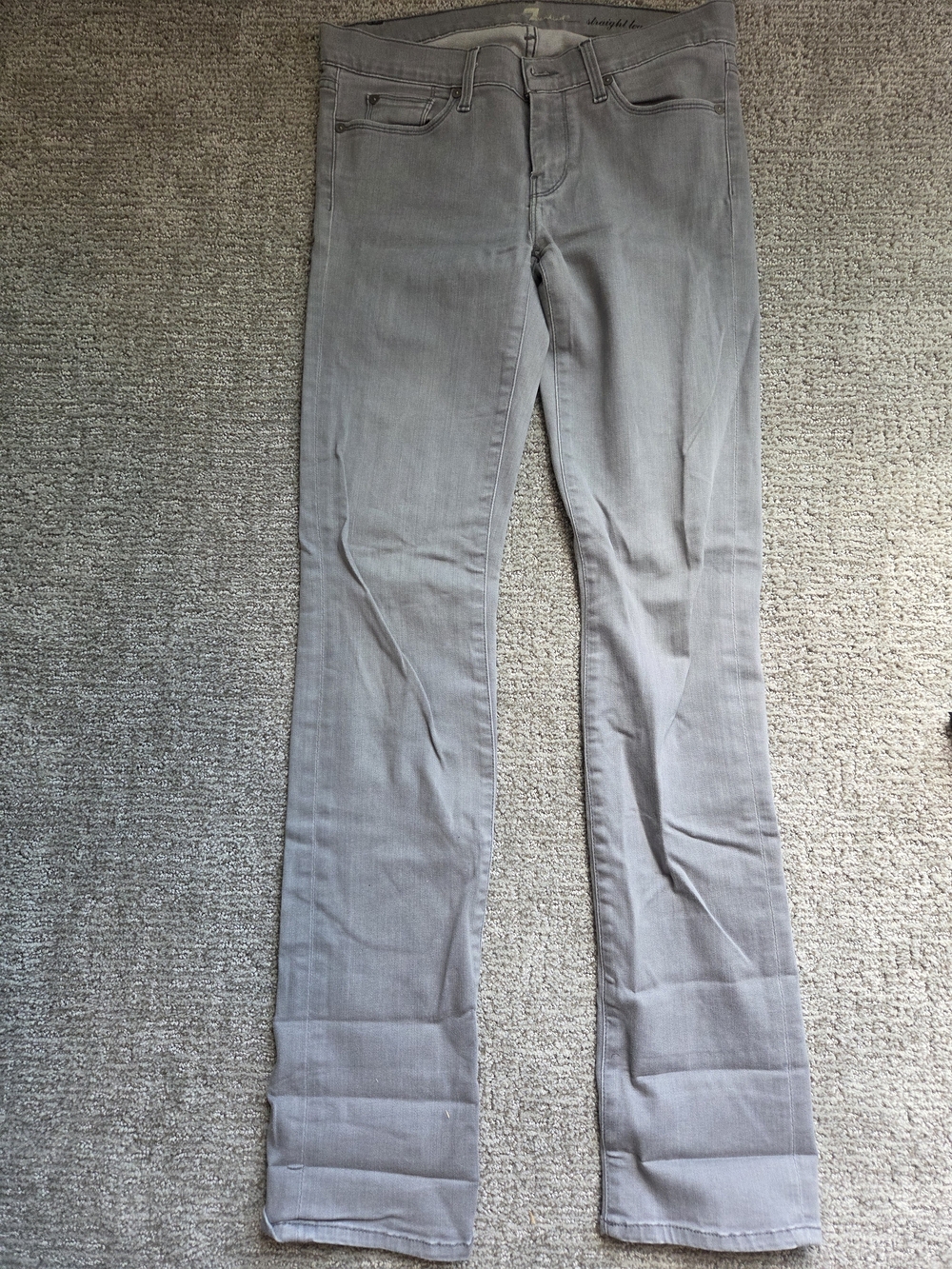 7 For All Mankind Straight Leg Jeans in Light Gray